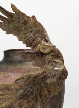 Freiwald Art Pottery Great Horned Owl Vase