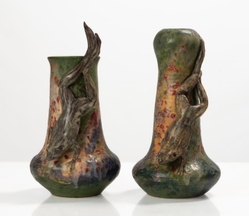 Richard and Andrea Freiwald, Two Art Pottery Frog Vases