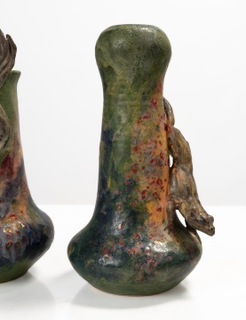 Richard and Andrea Freiwald, Two Art Pottery Frog Vases