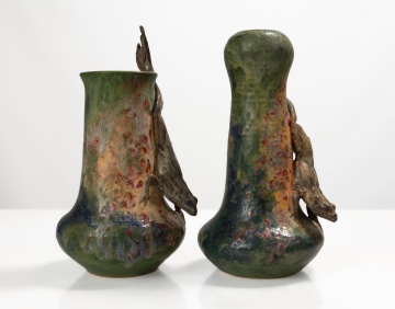 Richard and Andrea Freiwald, Two Art Pottery Frog Vases