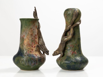 Richard and Andrea Freiwald, Two Art Pottery Frog Vases