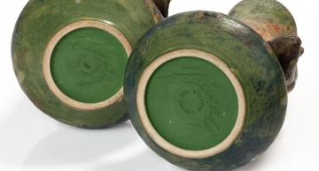 Richard and Andrea Freiwald, Two Art Pottery Frog Vases