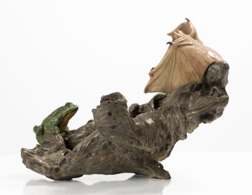 Freiwald Art Pottery Bat and Frog Sculpture