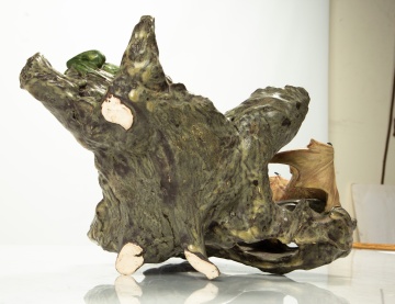 Freiwald Art Pottery Bat and Frog Sculpture