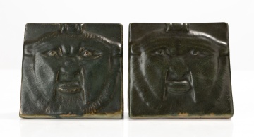 Pair of Fulper Pottery "Aztec" Bookends, Model No. 49A
