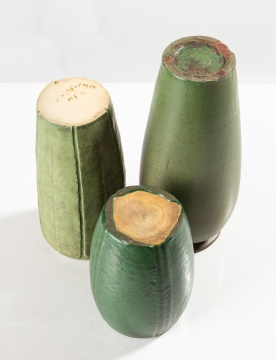 Three Matte Green Arts & Crafts Pottery Vases
