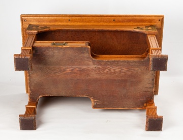 Arts and Crafts Carved Quarter-Sawn Oak Partner's Desk / Library Table