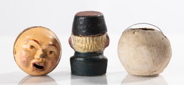 Three Miniature German Composition and Pulp Halloween Candy Containers