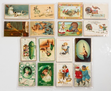 Collection of Early 20th Century Holiday Postcards, Approximately 140 Pieces