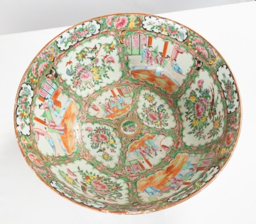 Chinese Export Rose Medallion Punch Bowl on Stand