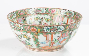Chinese Export Rose Medallion Punch Bowl on Stand