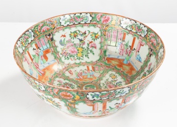 Chinese Export Rose Medallion Punch Bowl on Stand