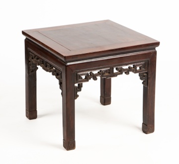Chinese Carved Hardwood Square Low Table