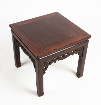 Chinese Carved Hardwood Square Low Table