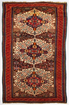 Antique Caucasian Kuba Rug with Three Palmette Medallions