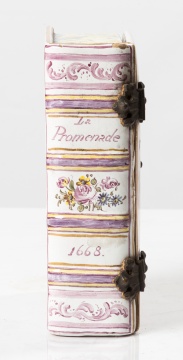 French Faience Book-Form Box, "La Promenade"