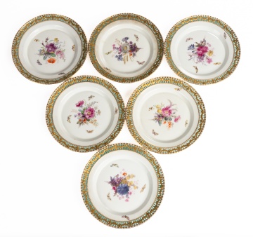 Six KPM Berlin Porcelain Reticulated Cabinet Plates
