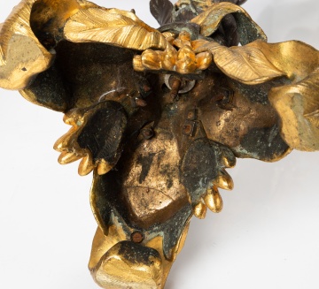 Pair of Continental Gilt and Patinated Bronze Palm Tree Candelabras