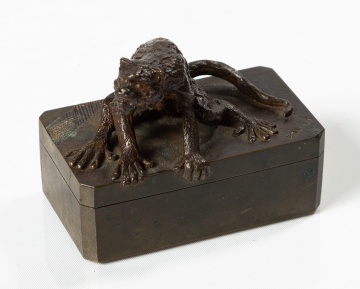 Christophe Fratin (French, 1801-1864) Bronze Match Box with Monkey