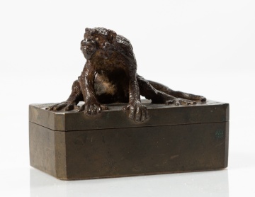 Christophe Fratin (French, 1801-1864) Bronze Match Box with Monkey