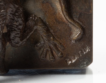 Christophe Fratin (French, 1801-1864) Bronze Match Box with Monkey