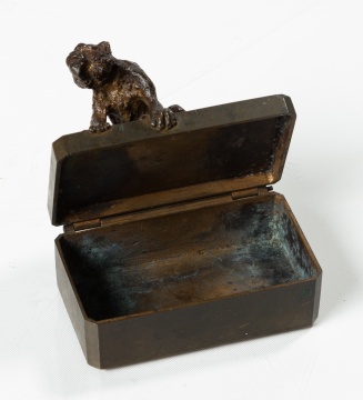 Christophe Fratin (French, 1801-1864) Bronze Match Box with Monkey