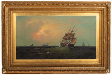 Attributed to James Hamilton (American, 1819-1878) Ship at Sunset