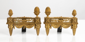Pair of Louis XVI Style Gilt Bronze Chenets