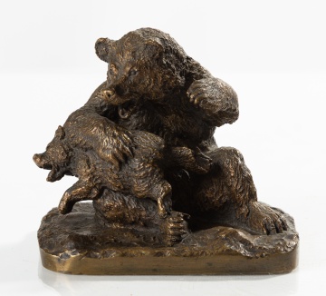 Bronze Group of a Bear with Cub, After Christophe Fratin (French, 1801-1864)