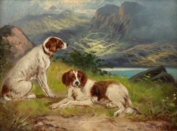 Frederick Hall (British, 1860-1948) "Scottish Highland Dogs"