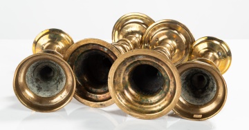 Four Continental Brass Pricket Candlesticks