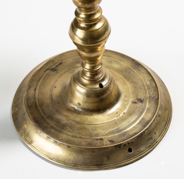 Dutch or German Brass Five-Light Table Candelabrum, 18th Century