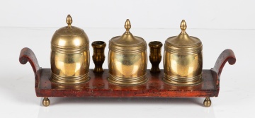 Regency Brass and Mahogany Inkstand