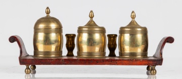 Regency Brass and Mahogany Inkstand
