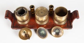 Regency Brass and Mahogany Inkstand