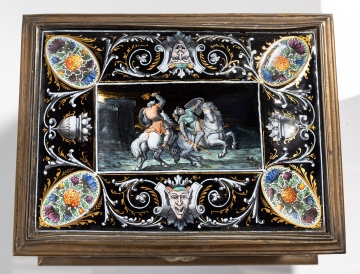 French Limoges Enamel and Gilt Bronze Jewelry Casket