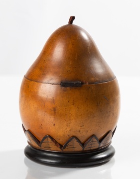 Pear-Form Fruitwood Tea Caddy on Carved Leaf Base