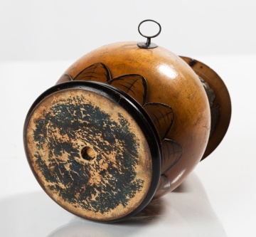 Pear-Form Fruitwood Tea Caddy on Carved Leaf Base