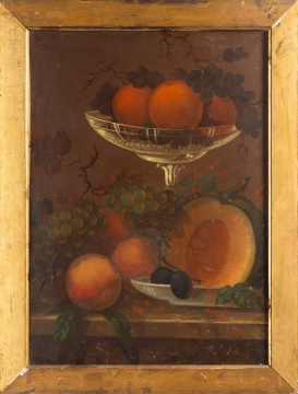 G. Reinhart (19th Century) Still Life of Fruit with a Glass Compote and Melon, 1881
