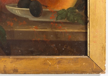 G. Reinhart (19th Century) Still Life of Fruit with a Glass Compote and Melon, 1881