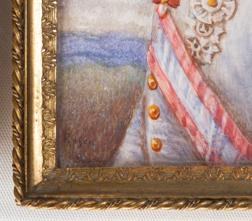 Pair of Continental Portrait Miniatures, a Lady and an Officer