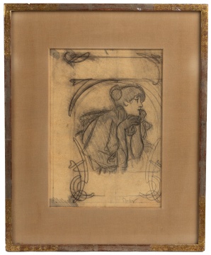Alphonse Mucha (Czech, 1860-1939) Study for a Programme Cover for Sarah Bernhardt