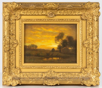 William Crothers Fitler (American, 1857-1915) Sunset over a Farm Pond