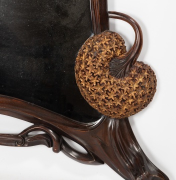 Fine Art Nouveau Style Carved Mahogany and Parcel-Gilt Mirror, in the Manner of Louis Majorelle