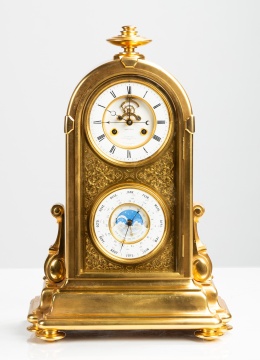 Le Roy & Fils Gilt Bronze Perpetual Calendar Mantel Clock