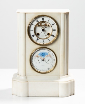 Tiffany, Young & Ellis White Marble Perpetual Calendar Mantel Clock