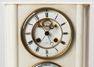 Tiffany, Young & Ellis White Marble Perpetual Calendar Mantel Clock