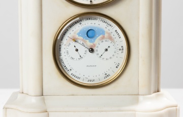 Tiffany, Young & Ellis White Marble Perpetual Calendar Mantel Clock