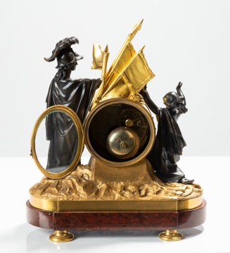 Louis XVI Gilt and Patinated Bronze Figural Mantel Clock