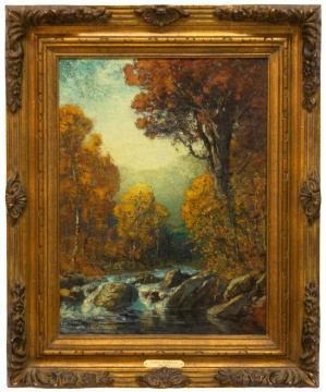 Franklin DeHaven (American, 1856-1934) Autumn Landscape with Stream